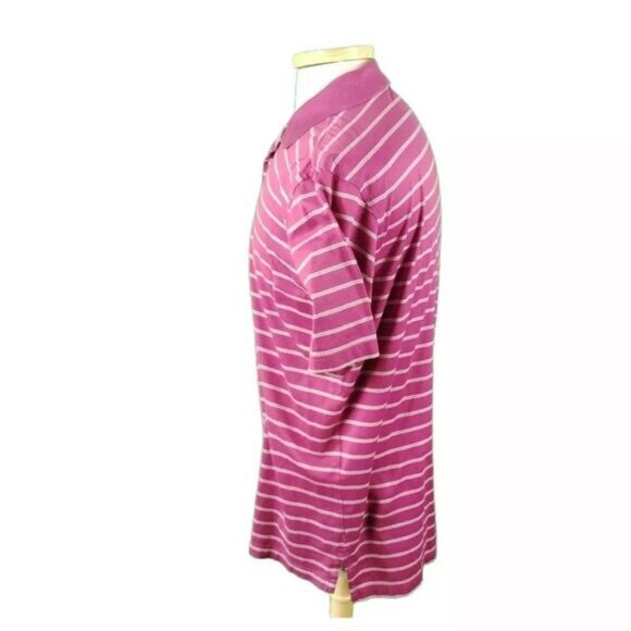Peter Millar Medium Pink Striped Cotton Golf Short Sleeve Polo Shirt - Picture 5 of 5